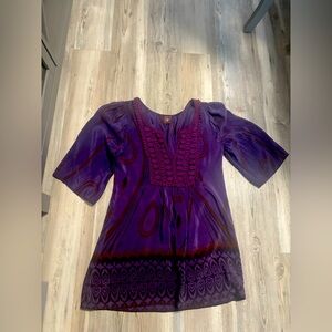 Language Size Small Silk Purple and brown boho tunic/blouse #festivalvibes